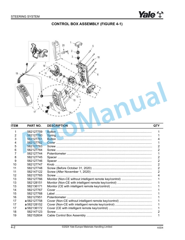 Alternative view of Yale A3D4 MPC15 Parts Manual 550241462