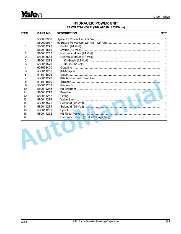 Yale A803 MPE060-080LC-SC Parts Manual 315570298 3 Yale A803 MPE060-080LC-SC Parts Manual 315570298 - Image 3