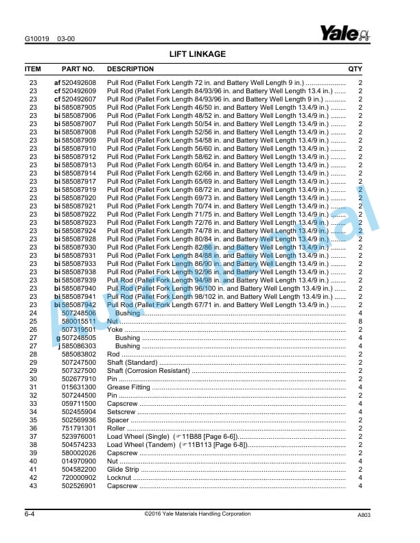 Yale A803 MPE060-080LC-SC Parts Manual 315570298 4 Yale A803 MPE060-080LC-SC Parts Manual 315570298 - Image 4