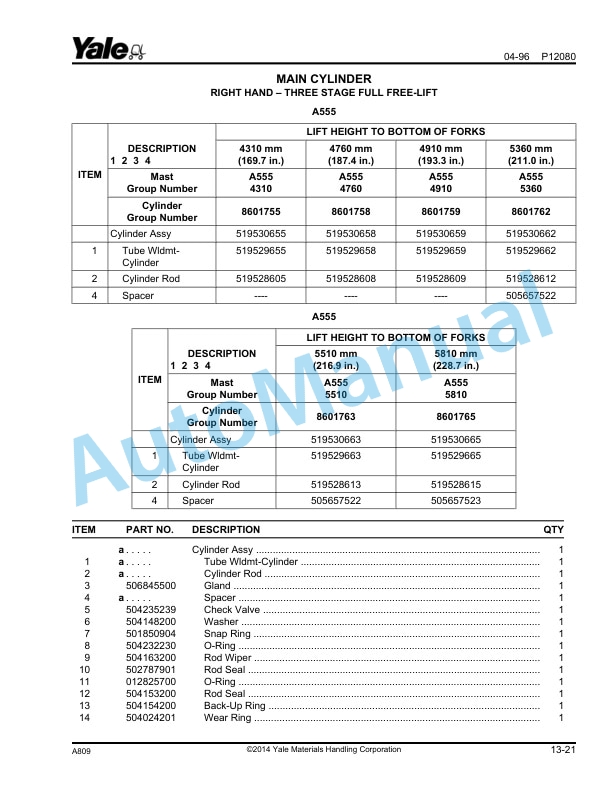 Yale A809 GC-GLC030-040AF Parts Manual 504250775 4 Yale A809 GC-GLC030-040AF Parts Manual 504250775 - Image 4