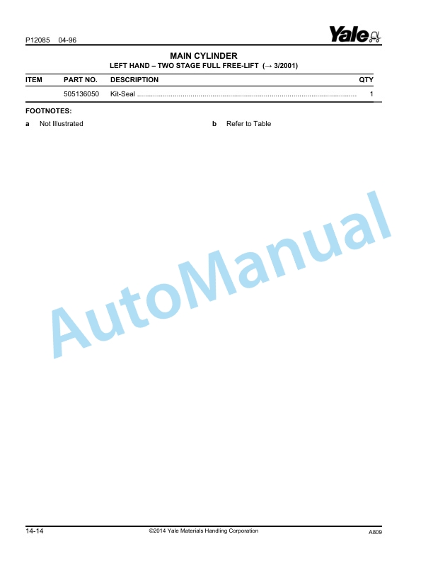 Yale A809 GC-GLC030-040AF Parts Manual 504250775 5 Yale A809 GC-GLC030-040AF Parts Manual 504250775 - Image 5