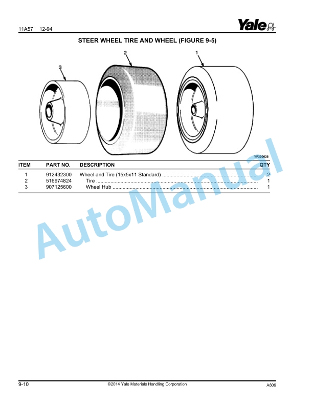 Yale A809 GC-GLC030BF Parts Manual 504250776 2 Yale A809 GC-GLC030BF Parts Manual 504250776 - Image 2