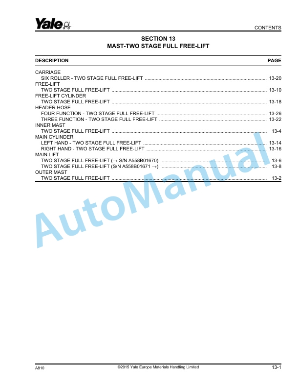 Yale A810 GLP-GDP16-20AF-BF Parts Manual 504250718 5 Yale A810 GLP-GDP16-20AF-BF Parts Manual 504250718 - Image 5