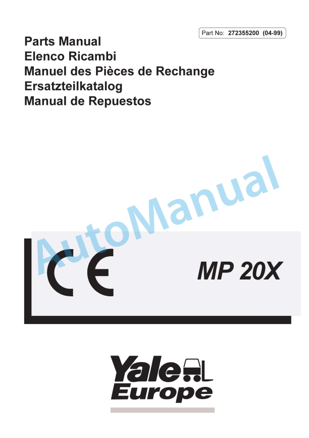 Yale A843 MP20X Parts Manual 272355200 1 Yale A843 MP20X Parts Manual 272355200