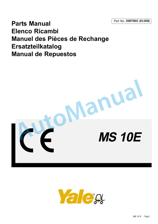 Yale A845 MS10E Parts Manual 258979903 1 Yale A845 MS10E Parts Manual 258979903