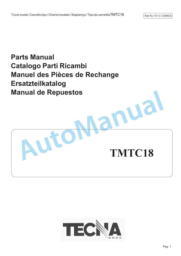 Yale A870 TMTC18 Parts Manual S71113200026 1 Yale A870 TMTC18 Parts Manual S71113200026