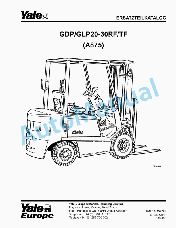 Yale A875 GDP050-060TG Parts Manual 520371742 1 Yale A875 GDP050-060TG Parts Manual 520371742
