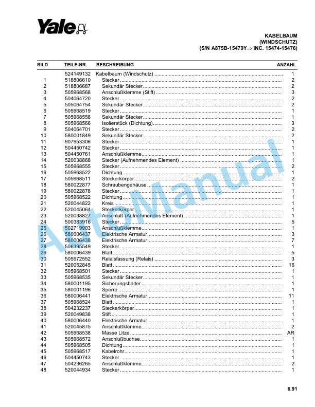 Yale A875 GDP050-060TG Parts Manual 520371742 2 Yale A875 GDP050-060TG Parts Manual 520371742 - Image 2