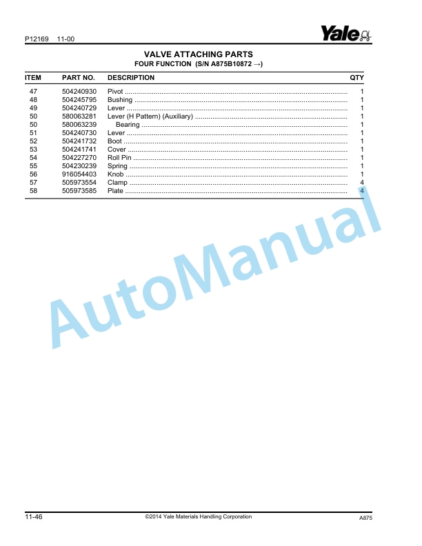 Yale A875 GP-GLP050-060ZG Parts Manual 520371740 3 Yale A875 GP-GLP050-060ZG Parts Manual 520371740 - Image 3