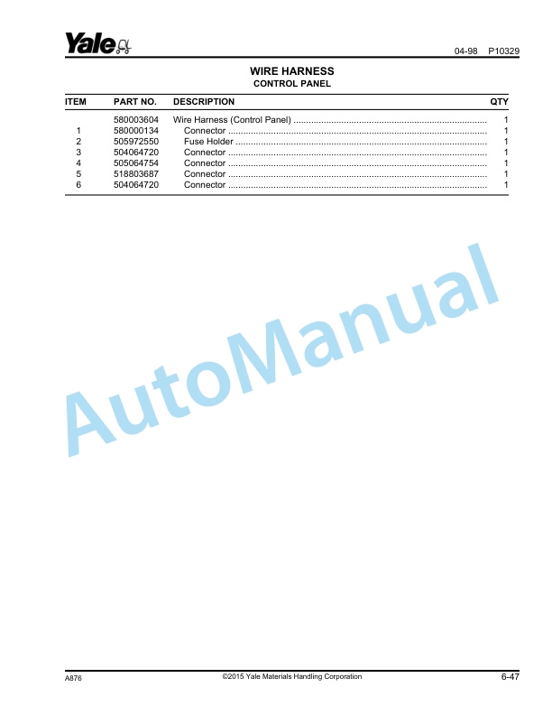 Yale A876 GLP-GDP165-280DA Parts Manual 520371752 2 Yale A876 GLP-GDP165-280DA Parts Manual 520371752 - Image 2