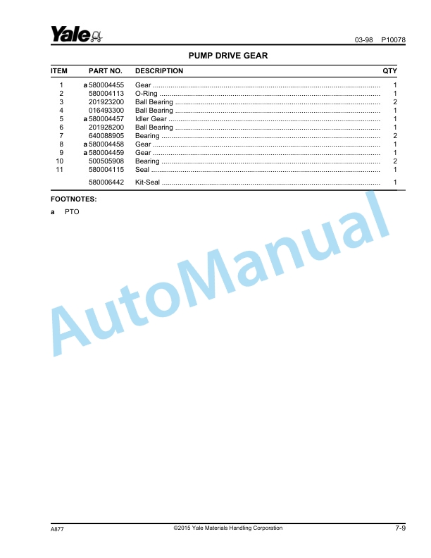 Yale A877 GLP-GDP300-360EA Parts Manual 520371753 2 Yale A877 GLP-GDP300-360EA Parts Manual 520371753 - Image 2