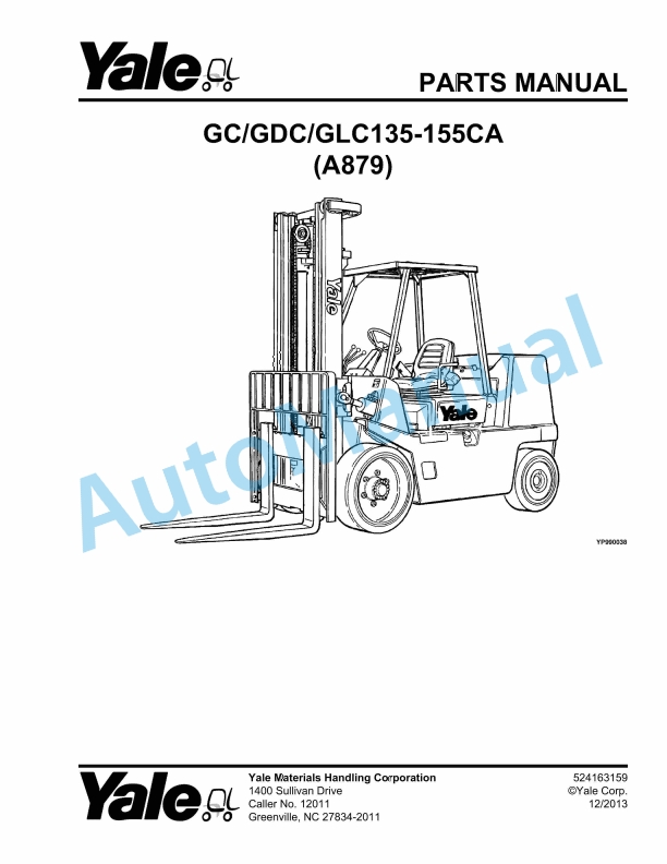 Yale A879 GC-GDC-GLC135-155CA Parts Manual 524163159 1 Yale A879 GC-GDC-GLC135-155CA Parts Manual 524163159