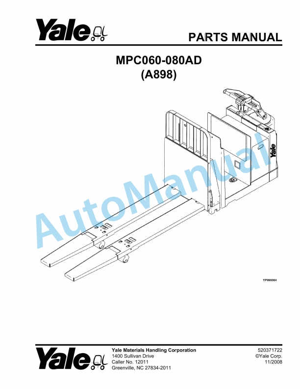 Yale A898 MPC060-080AD Parts Manual 520371722 1 Yale A898 MPC060-080AD Parts Manual 520371722
