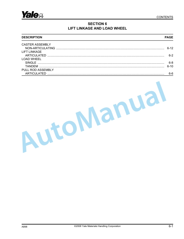 Yale A898 MPC060-080AD Parts Manual 520371722 3 Yale A898 MPC060-080AD Parts Manual 520371722 - Image 3