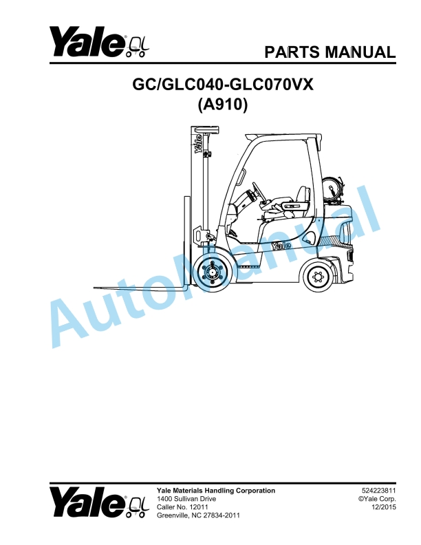 Yale A910 GC-GLC040-GLC070VX Parts Manual 524223811 1 Yale A910 GC-GLC040-GLC070VX Parts Manual 524223811