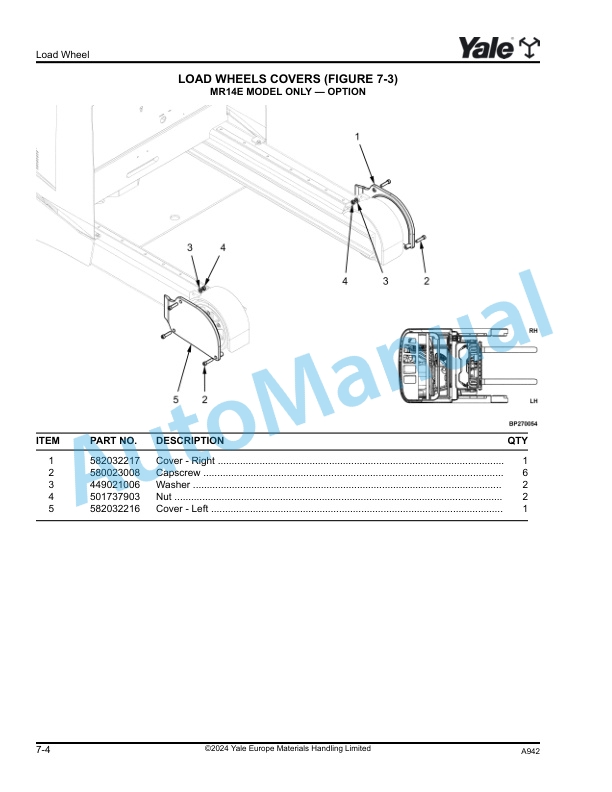 Yale A942 MR10E, MR12E, MR14E Parts Manual 550187055 2 Yale A942 MR10E, MR12E, MR14E Parts Manual 550187055 - Image 2