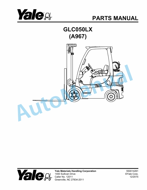 Yale A967 GLC050LX Parts Manual 550014261 1 Yale A967 GLC050LX Parts Manual 550014261