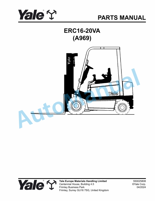 Yale A969 ERC16-20VA Parts Manual 550025808 1 Yale A969 ERC16-20VA Parts Manual 550025808