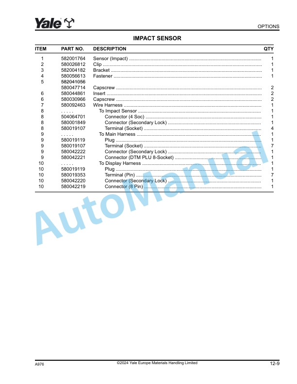 Yale A976 ERP22VL, 25VL, 30VL, 35VL Parts Manual 524319745 5 Yale A976 ERP22VL, 25VL, 30VL, 35VL Parts Manual 524319745 - Image 5