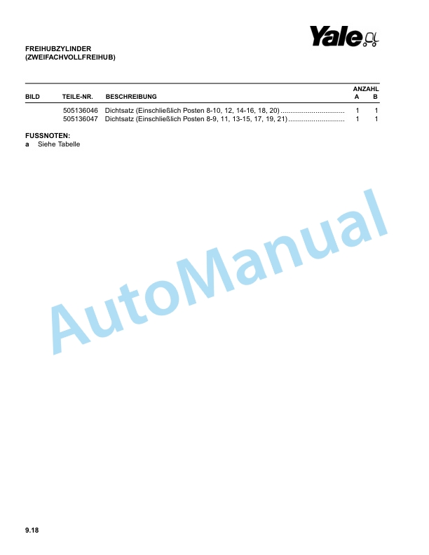 Yale B216 ERP20-30ALF Parts Manual 524167652 DE 5 Yale B216 ERP20-30ALF Parts Manual 524167652 DE - Image 5