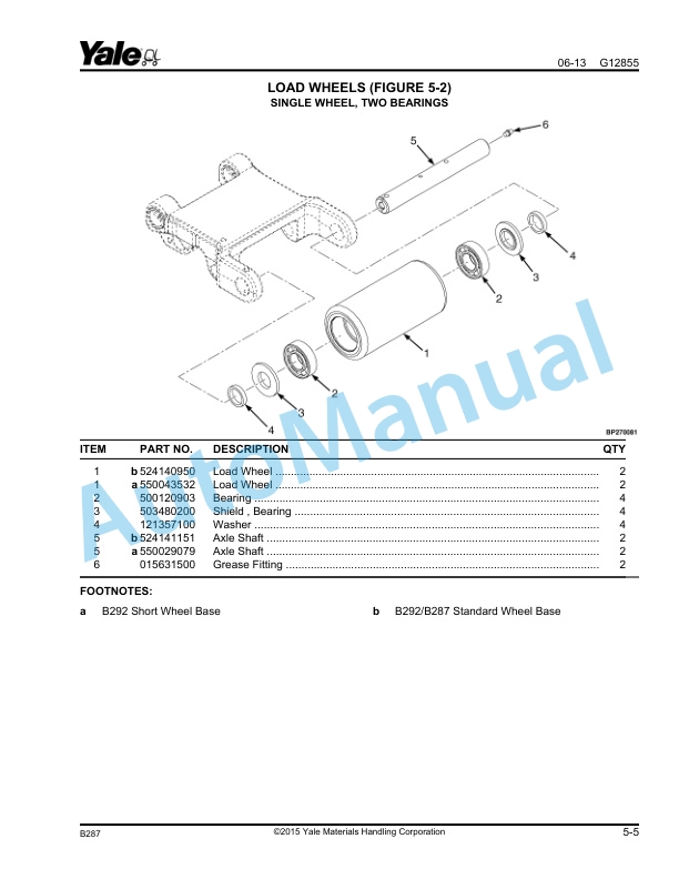 Yale B287 - B292 MPE080VG, MPE060VG Parts Manual 550090072 4 Yale B287 - B292 MPE080VG, MPE060VG Parts Manual 550090072 - Image 4