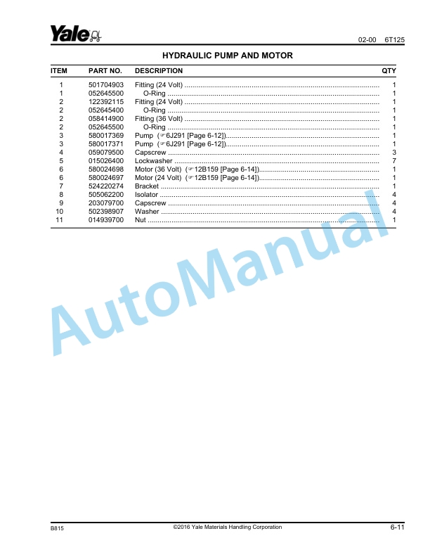 Yale B815 - B816 NDR030AD, NR035AD, NR040AD, NR045AD - NS040AE, NS050AE Parts Manual 520371704 2 Yale B815 - B816 NDR030AD, NR035AD, NR040AD, NR045AD - NS040AE, NS050AE Parts Manual 520371704 - Image 2