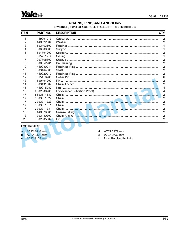 Yale B818 GC-GLC070-080LG, GD-GLC100-120MG Parts Manual 520365885 4 Yale B818 GC-GLC070-080LG, GD-GLC100-120MG Parts Manual 520365885 - Image 4