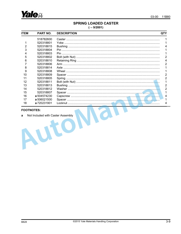 Yale B828 MLW040-060 4.000 And 6.000 LB Capacity Parts Manual 506811507 2 Yale B828 MLW040-060 4.000 And 6.000 LB Capacity Parts Manual 506811507 - Image 2