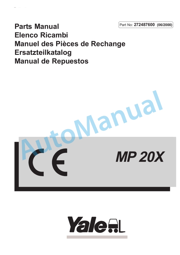 Yale B843 MP20X Parts Manual 272487600 1 Yale B843 MP20X Parts Manual 272487600