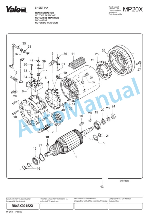 Yale B843 MP20X Parts Manual 272487600 2 Yale B843 MP20X Parts Manual 272487600-2