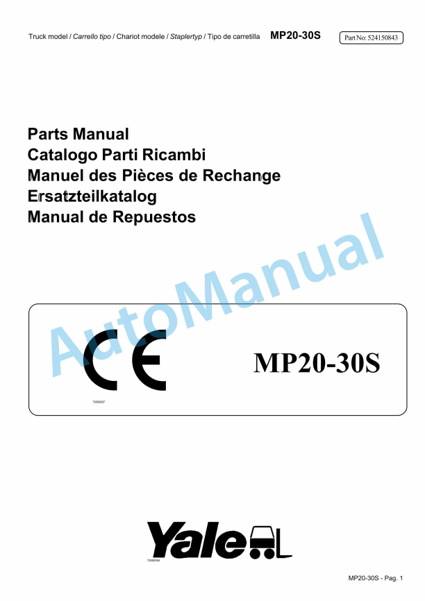 Yale B853 MP20-30S Parts Manual 524150843 1 Yale B853 MP20-30S Parts Manual 524150843