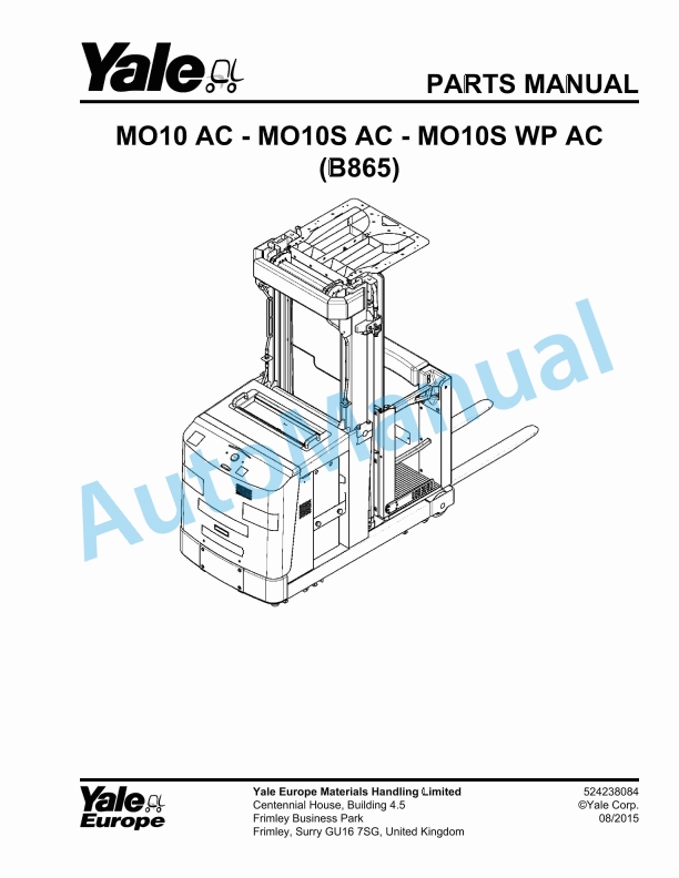 Yale B865 MO10 AC-MO10S AC-MO10S WP AC Parts Manual 524238084 1 Yale B865 MO10 AC-MO10S AC-MO10S WP AC Parts Manual 524238084