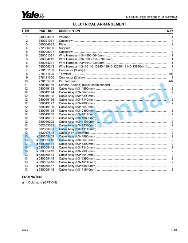 Yale B869 MTC13 80V-MTC15SWB-MTC15MWB-MTC15LWB NTA035SB Parts Manual 524238081 2 Yale B869 MTC13 80V-MTC15SWB-MTC15MWB-MTC15LWB NTA035SB Parts Manual 524238081 - Image 2