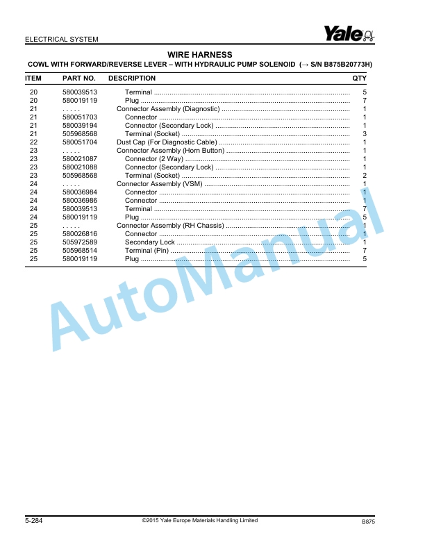 Yale B875 GLP20-35VX, GDP20-35VX Parts Manual 524240897 2 Yale B875 GLP20-35VX, GDP20-35VX Parts Manual 524240897 - Image 2