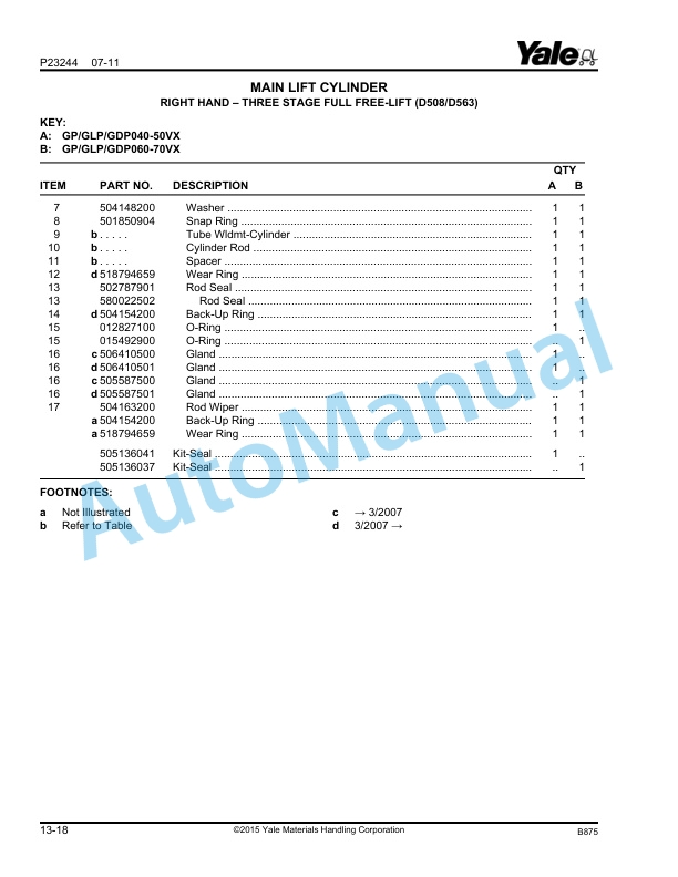 Yale B875 GP-GLP-GDP040VX, GP-GLP-GDP070VX Parts Manual 524240895 4 Yale B875 GP-GLP-GDP040VX, GP-GLP-GDP070VX Parts Manual 524240895 - Image 4