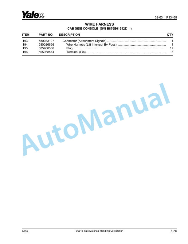 Yale B876 GDP170-280DB Parts Manual 524149352 2 Yale B876 GDP170-280DB Parts Manual 524149352 - Image 2