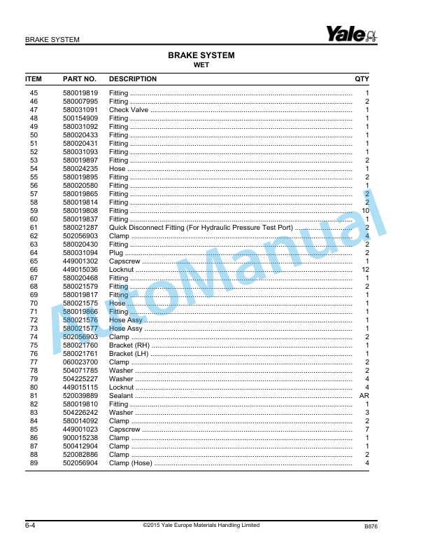 Yale B876 GDP80-120DB Parts Manual 524183707 2 Yale B876 GDP80-120DB Parts Manual 524183707 - Image 2