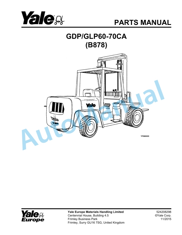 Yale B878 GDP-GLP60-70CA Parts Manual 524208298 1 Yale B878 GDP-GLP60-70CA Parts Manual 524208298