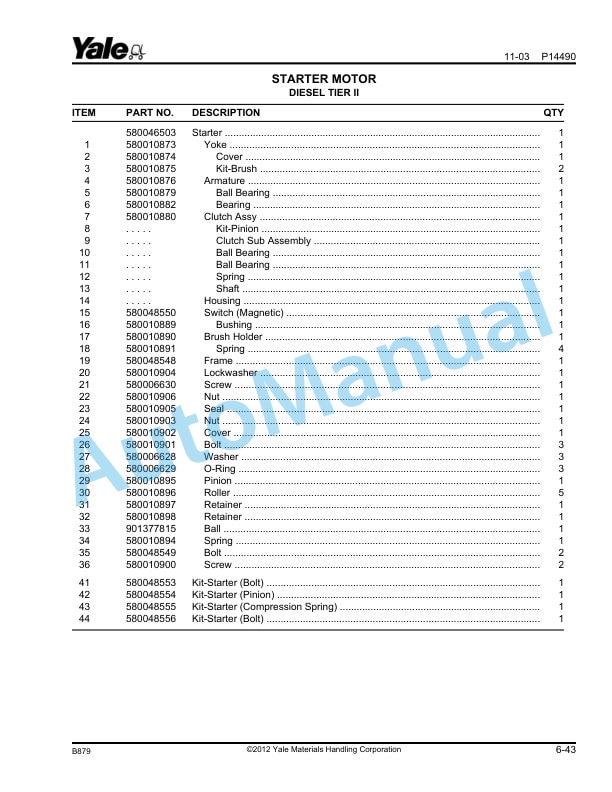 Yale B879 GC-GDC-GLC135-155CA Parts Manual 524208290 2 Yale B879 GC-GDC-GLC135-155CA Parts Manual 524208290 - Image 2