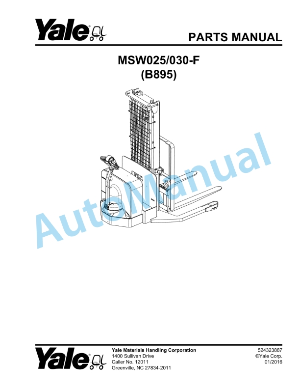 Yale B895 MSW025-030-F Parts Manual 524323887 1 Yale B895 MSW025-030-F Parts Manual 524323887