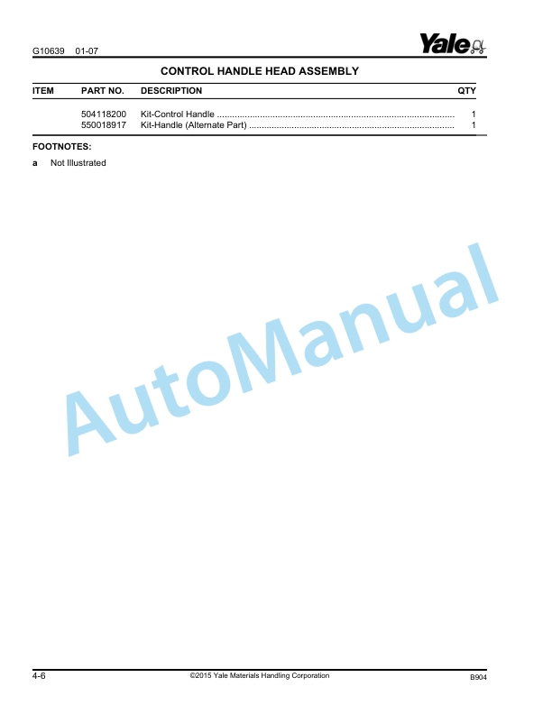 Yale B904 - B905 MPC060-F, MPC080-F Parts Manual 524299096 2 Yale B904 - B905 MPC060-F, MPC080-F Parts Manual 524299096 - Image 2