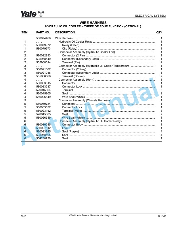 Yale B910 GLC20VX, GLC25VX, GLC30VX, GLC35VX Parts Manual 550096293 2 Yale B910 GLC20VX, GLC25VX, GLC30VX, GLC35VX Parts Manual 550096293 - Image 2