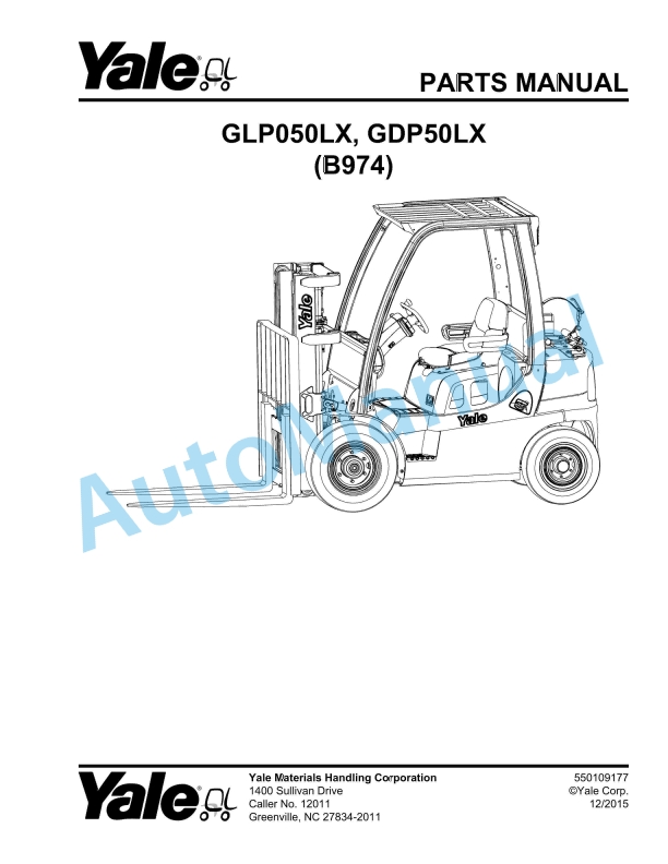 Yale B974 GLP050LX, GDP50LX Parts Manual 550109177 1 Yale B974 GLP050LX, GDP50LX Parts Manual 550109177