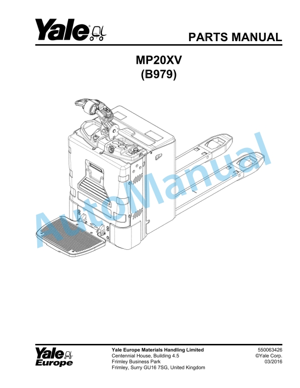 Yale B979 MP20XV Parts Manual 550063426 1 Yale B979 MP20XV Parts Manual 550063426