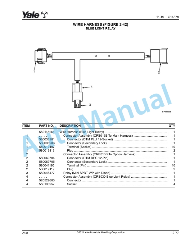 Yale C287 - C292 MPE080VH, MPE060VH Parts Manual 550184014 2 Yale C287 - C292 MPE080VH, MPE060VH Parts Manual 550184014 - Image 2