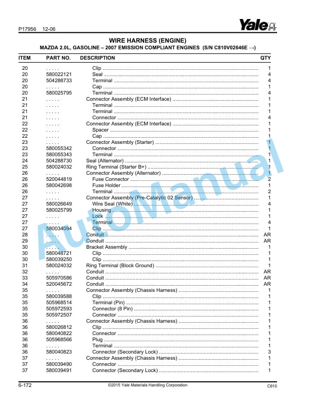 Yale C810 GP-GDP-GLP030-040VX-SVX Veracitor Parts Manual 524240445 2 Yale C810 GP-GDP-GLP030-040VX-SVX Veracitor Parts Manual 524240445 - Image 2
