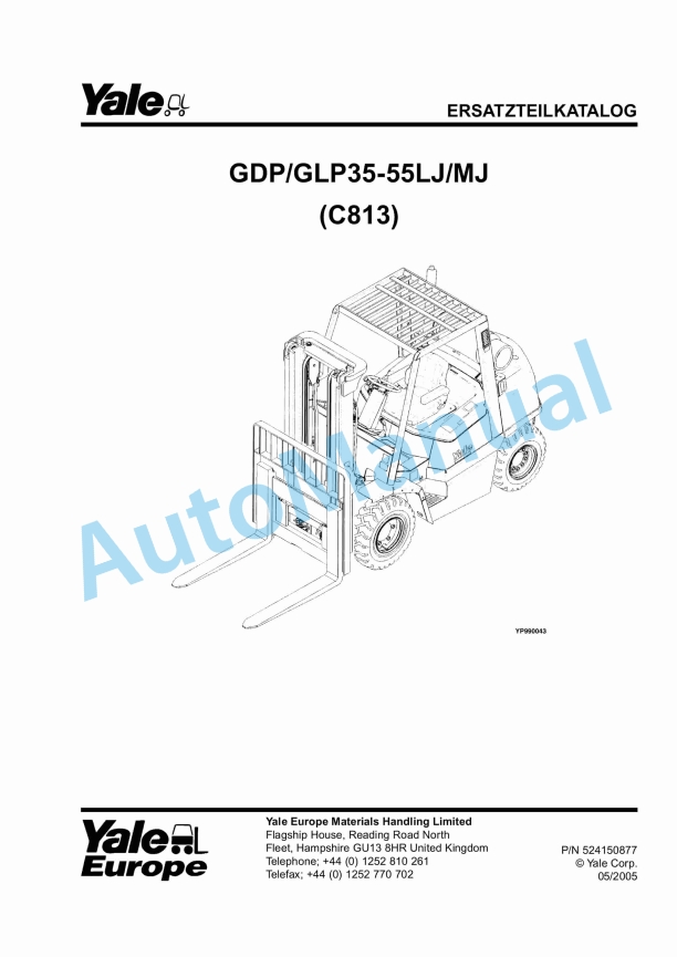 Yale C813 GDP-GLP35-55LJ-MJ Parts Manual 524150875 1 Yale C813 GDP-GLP35-55LJ-MJ Parts Manual 524150875