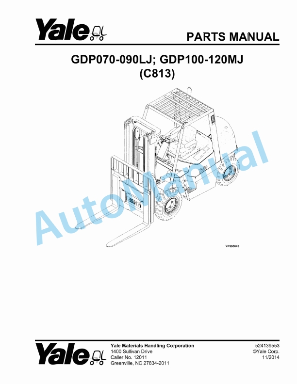Yale C813 GDP-GLP35-55LJ-MJ Parts Manual 524150877 DE