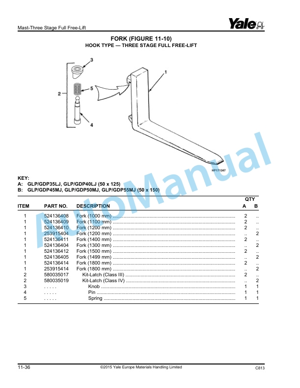 Yale C813 GDP070-090LJ, GDP100-120MJ Parts Manual 524139553 4 Yale C813 GDP070-090LJ, GDP100-120MJ Parts Manual 524139553 - Image 4