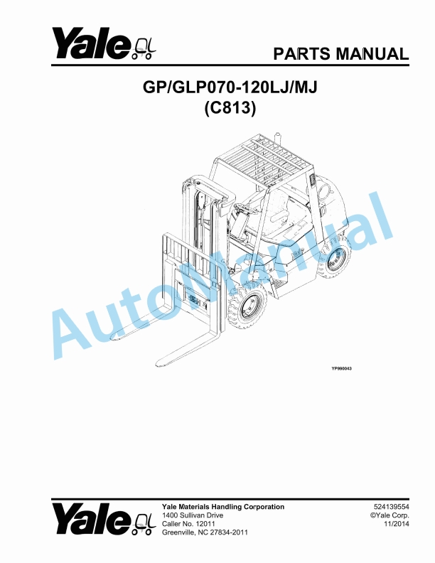 Yale C813 GP-GLP070-120LJ-MJ Parts Manual 524139554 1 Yale C813 GP-GLP070-120LJ-MJ Parts Manual 524139554